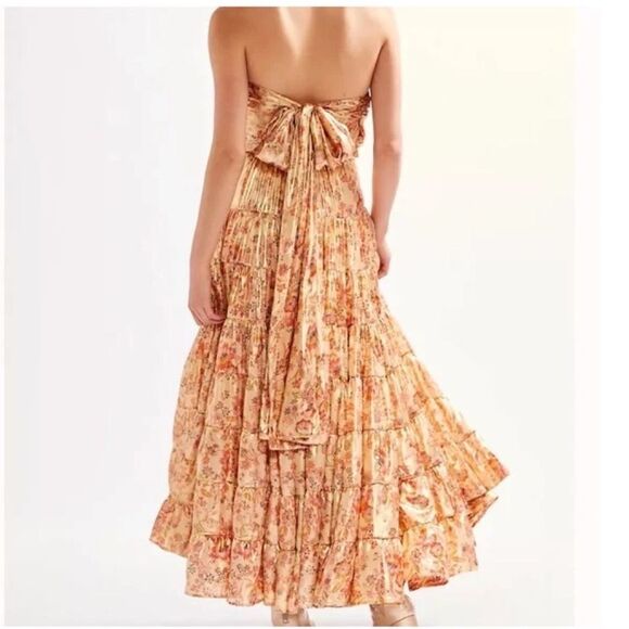Free People Printed Something Magical Metallic Floral Tiered Maxi Dress - Picture 3 of 8